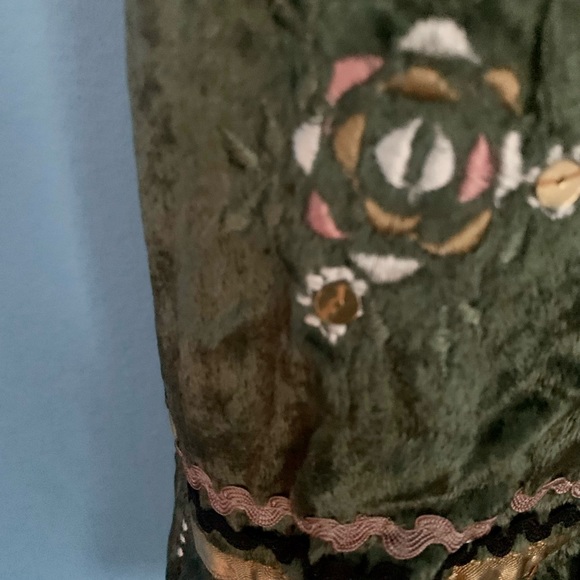 Chaudry KC Y2K Green Velvet Embellished Boho Maxi Skirt NWT Size XS - Picture 6 of 13